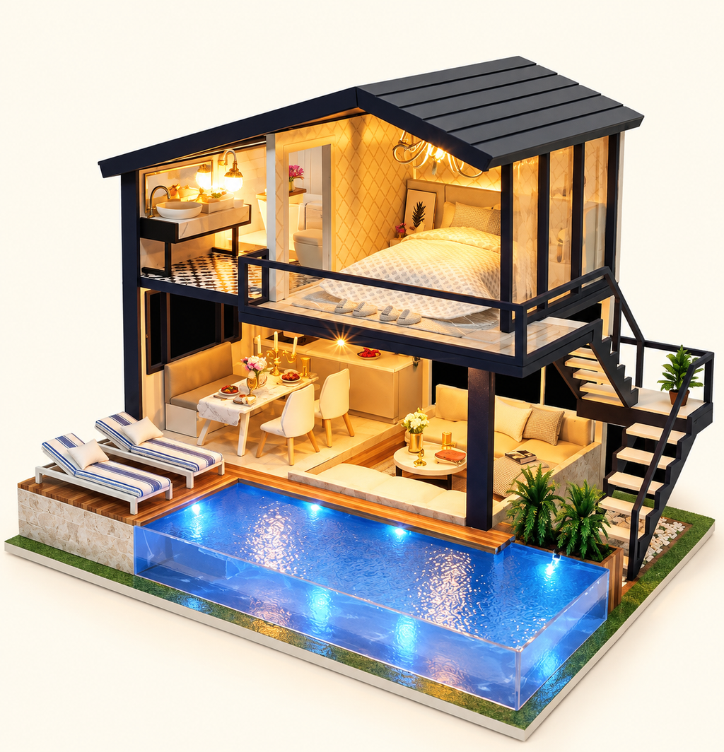 Poolside Villa  Miniature House