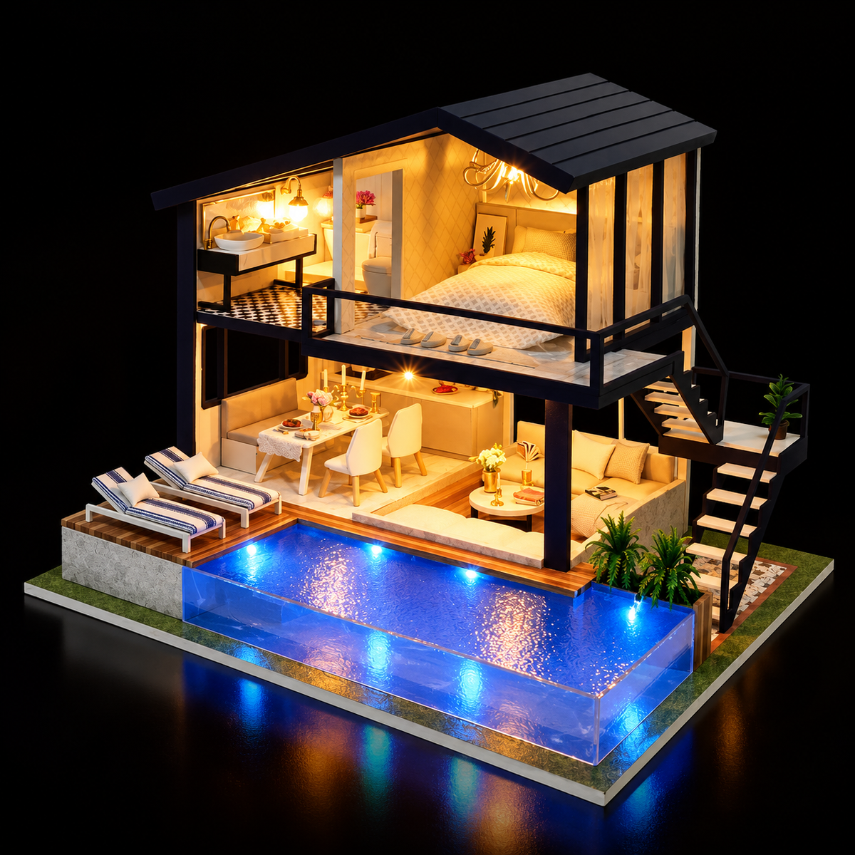 Poolside Villa  Miniature House